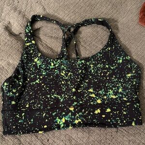 lululemon athletica Black and Green Speckled Sports Bra